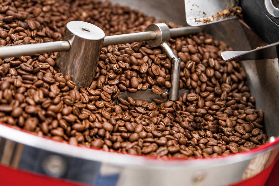 Coffee cooling after roasting at the Mood Espresso Dubai roastery
