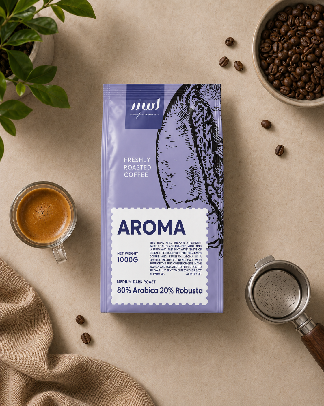 Aroma Coffee Beans, Medium Roast, 1kg