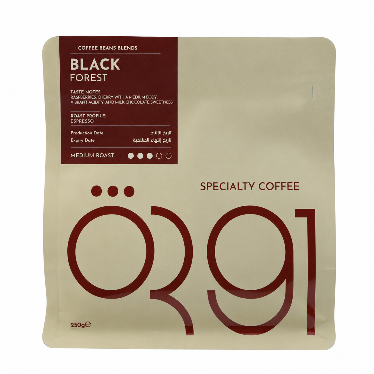 OR91 Black Forest Specialty Coffee Beans – Medium Roast Espresso Blend with Raspberry & Dark Chocolate Notes