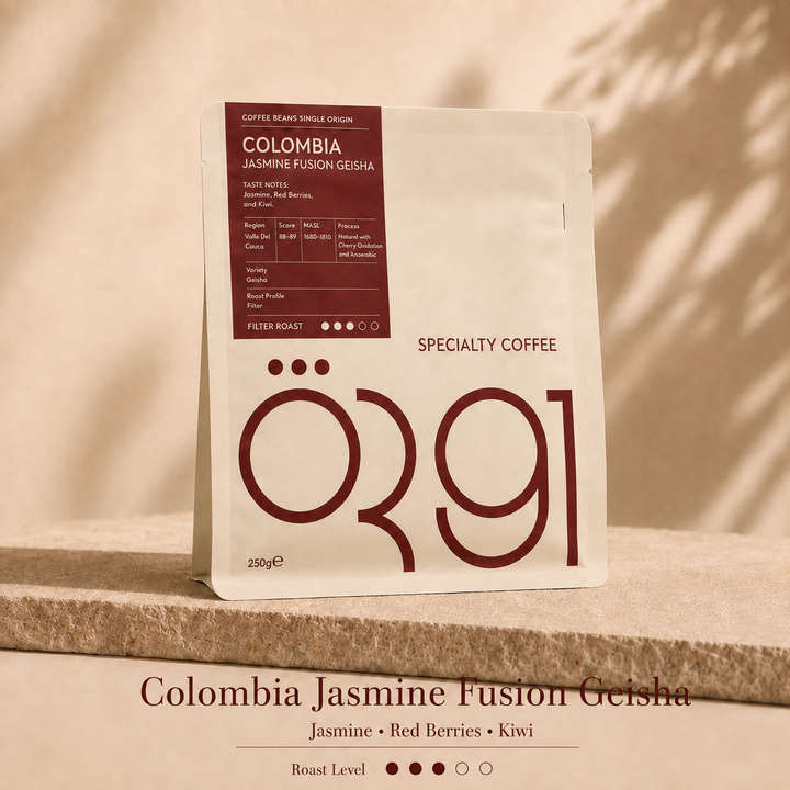 OR91 Colombia Jasmine Fusion Geisha Specialty Coffee Beans, Filter Roast, Limited edition