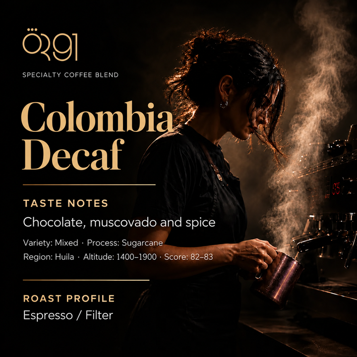OR91 Colombia Decaf Specialty Coffee Beans, Espresso & Filter