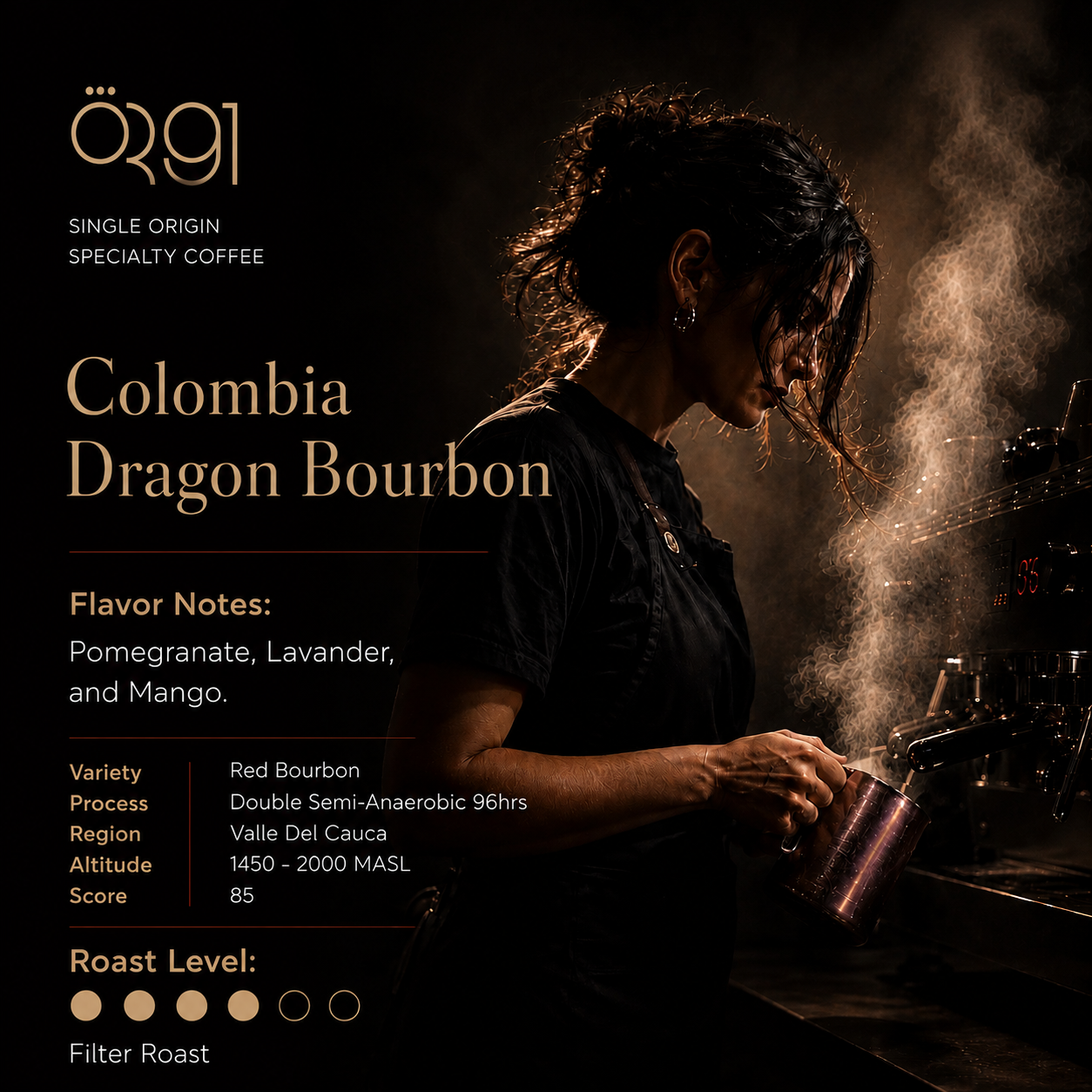 OR91 Colombia Dragon Bourbon Specialty Coffee Beans, Filter Roast