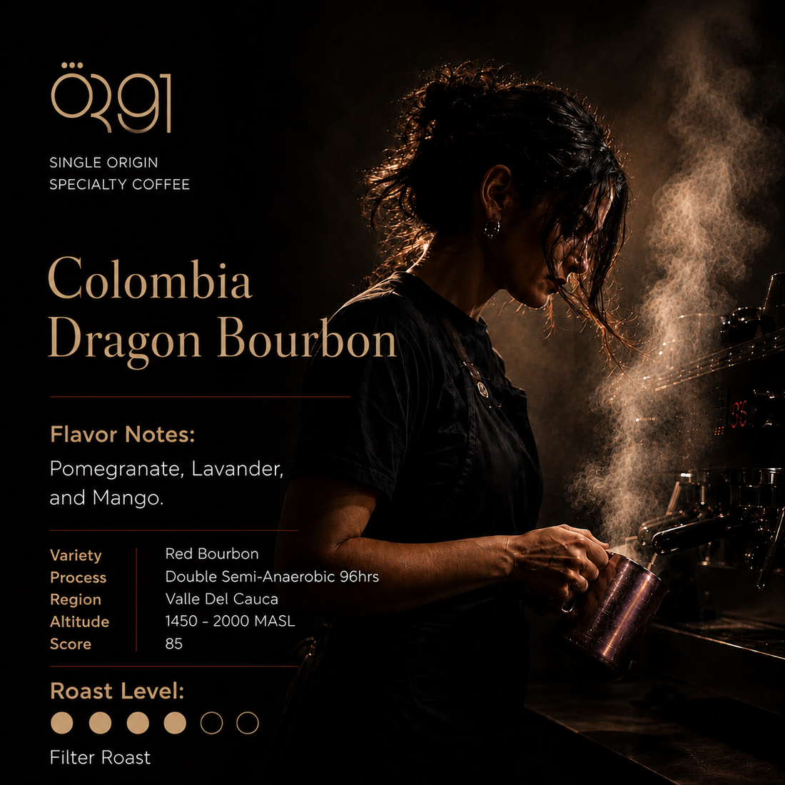 OR91 Colombia Dragon Bourbon Specialty Coffee Beans, Filter Roast