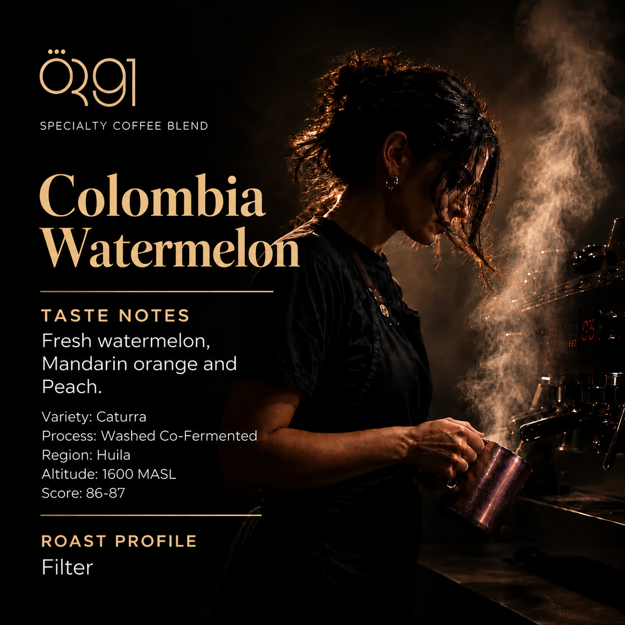 OR91 Colombia Watermelon Specialty Coffee Beans, Filter Roast, Limited Edition