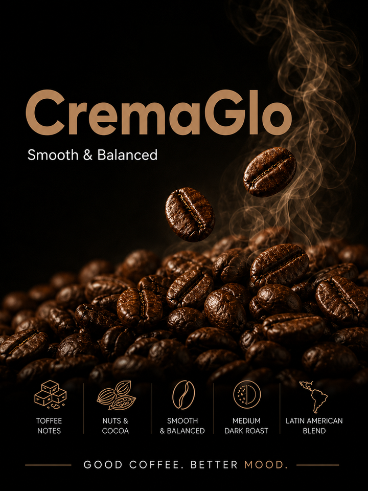 CreaGlo Coffee Beans, Medium-Light Roast, 1kg
