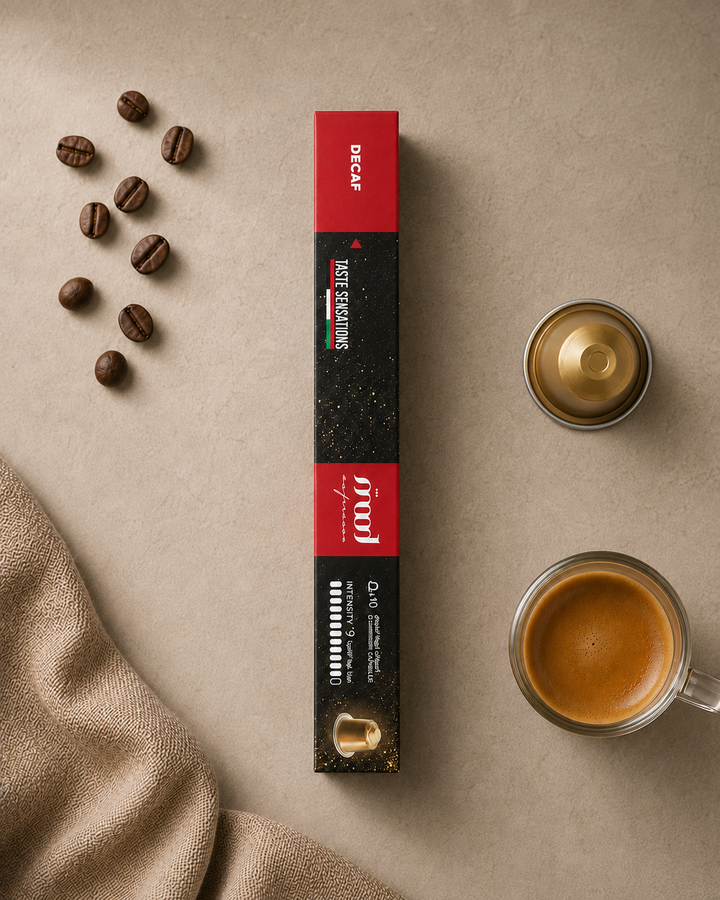 Decaf Nespresso Aluminium Capsules, Sleeve Pack, 10 Capsules, Intensity 9