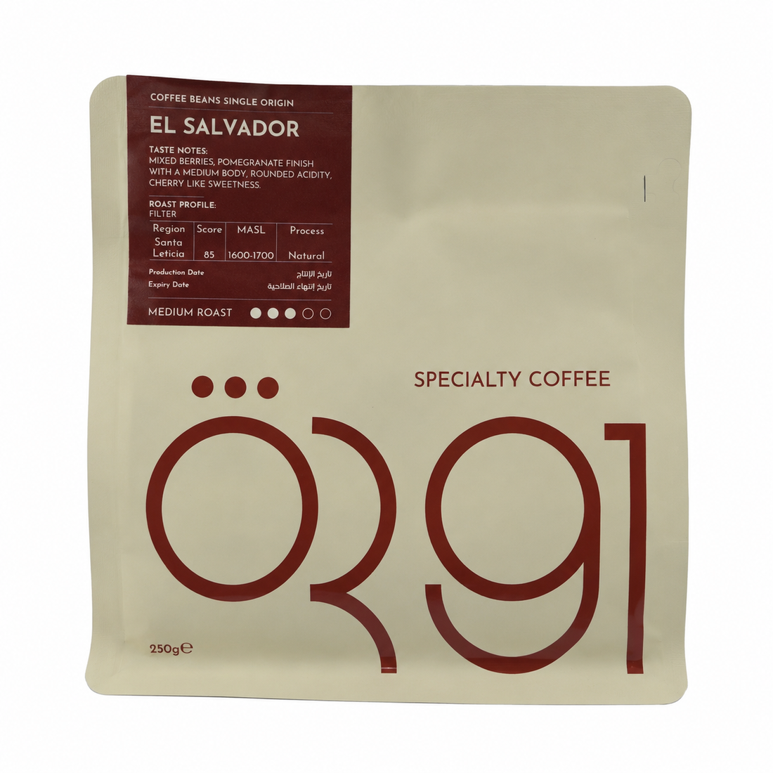 OR91 El Salvador Specialty Coffee Beans – Medium Roast Single Origin Espresso Coffee