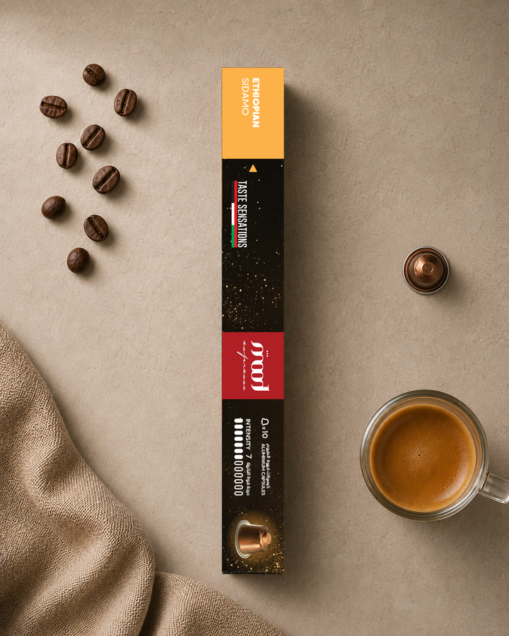 Ethiopian Sidamo Nespresso Aluminium Capsules, Sleeve Pack, 10 Capsules, Intensity 7