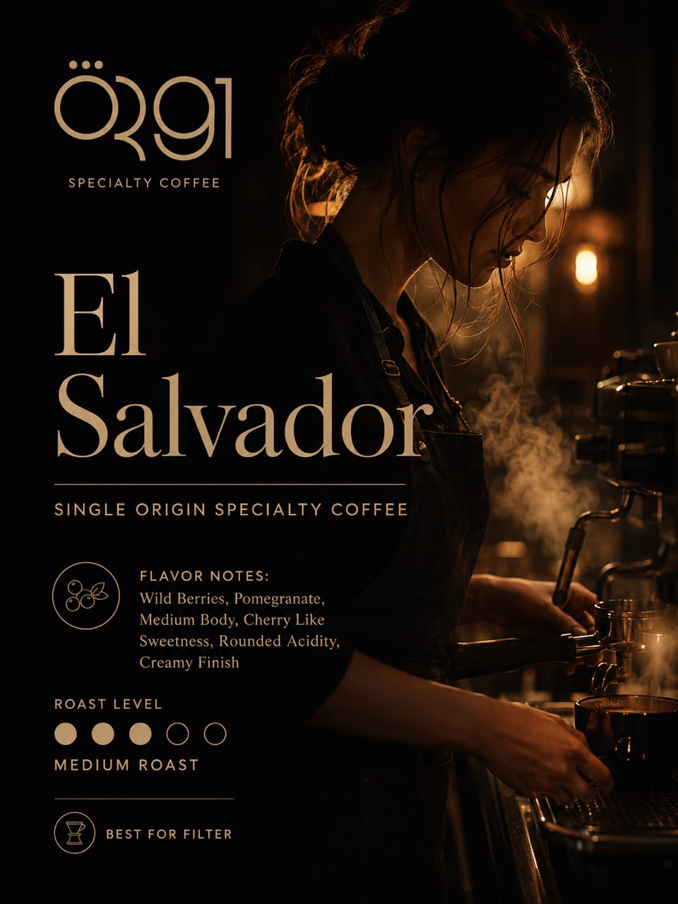 OR91 El Salvador Specialty Coffee Beans, Medium Roast