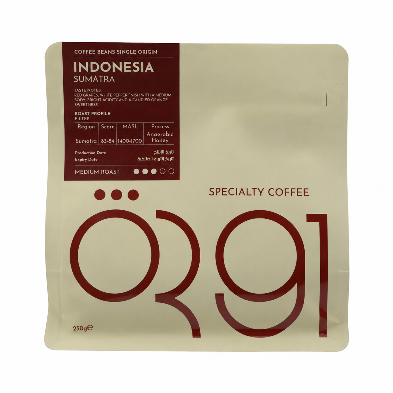 OR91 Indonesia Sumatra Specialty Coffee Beans – Medium Roast Single Origin Espresso Coffee