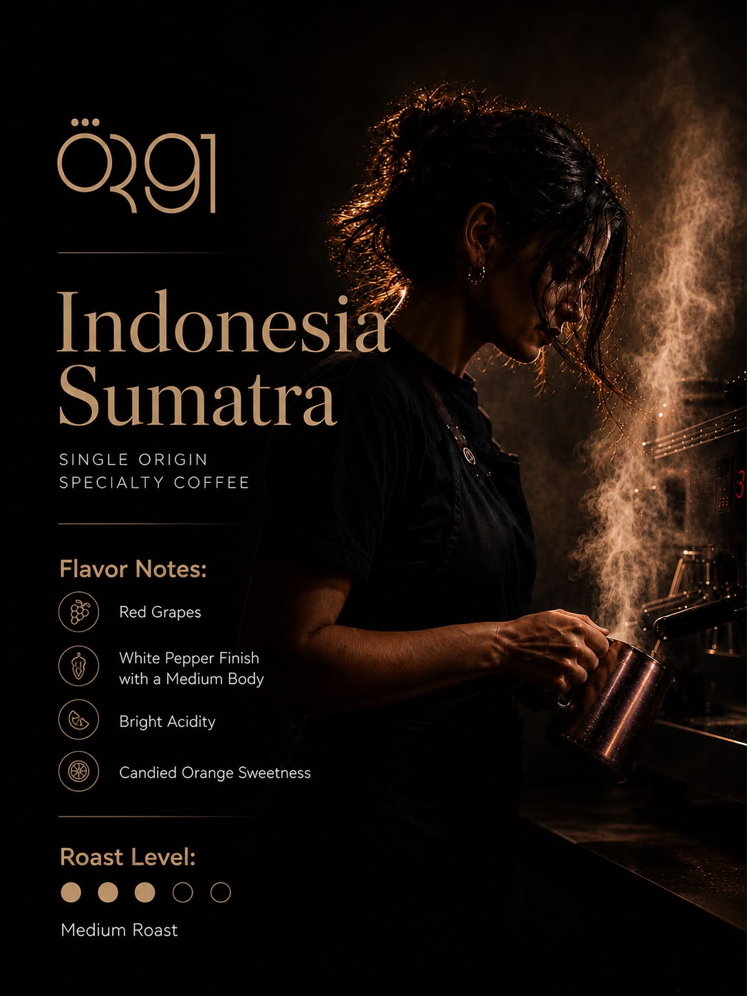 OR91 Indonesia Sumatra Specialty Coffee Beans, Medium Roast