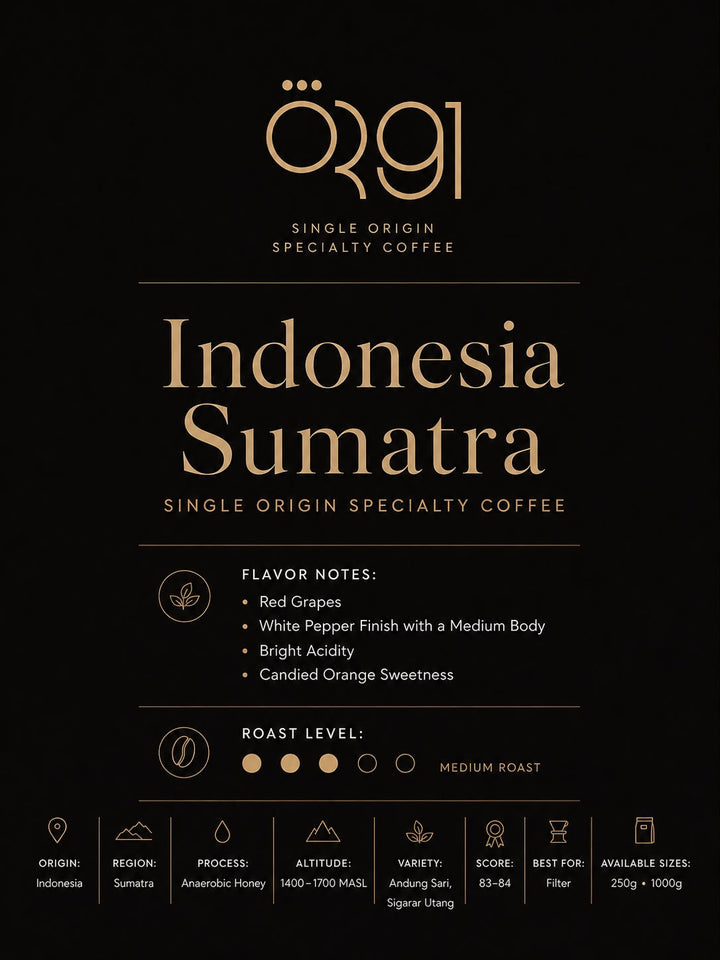 OR91 Indonesia Sumatra Specialty Coffee Beans, Medium Roast