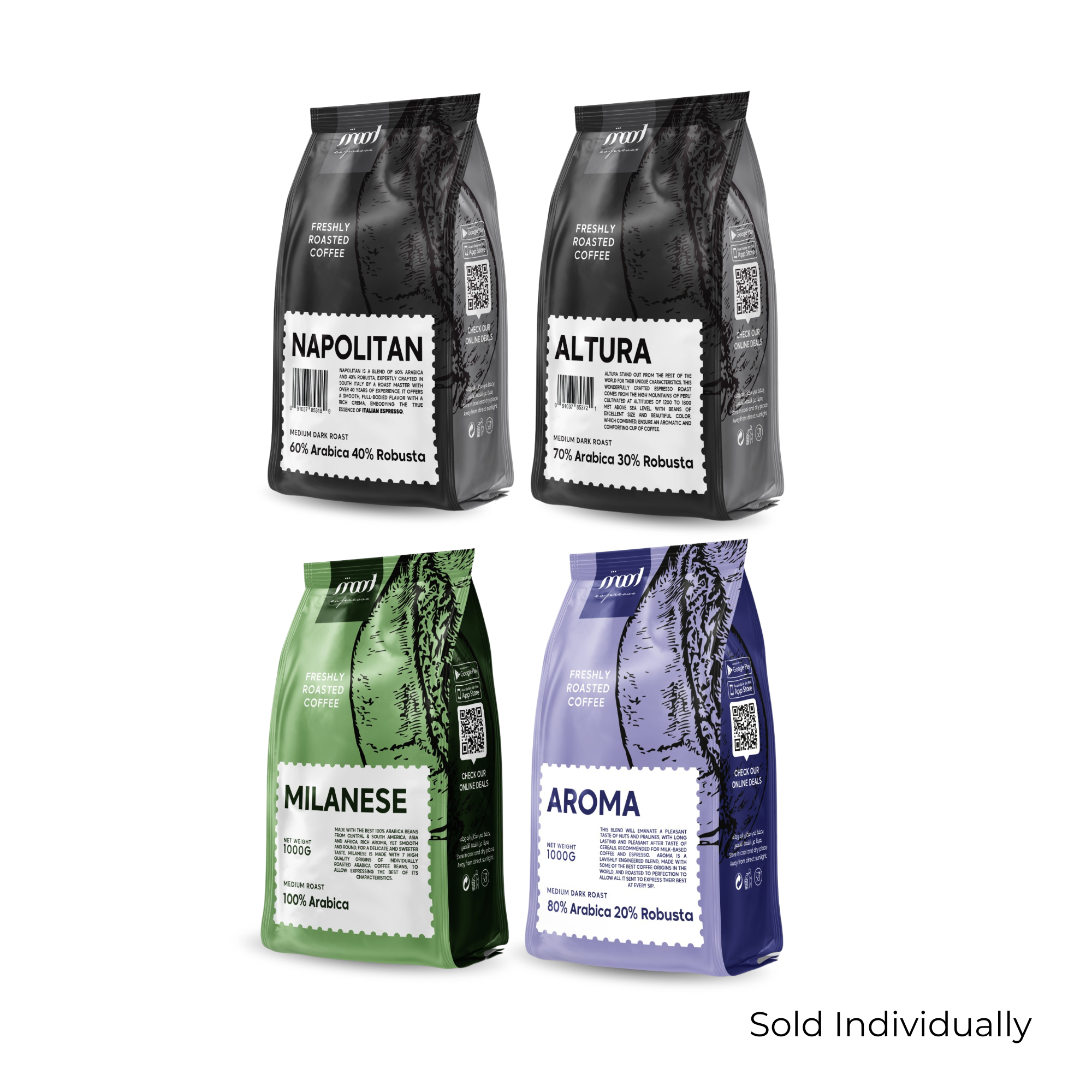 Mood Espresso Roasted Coffee Beans - Napolitan 1000 g