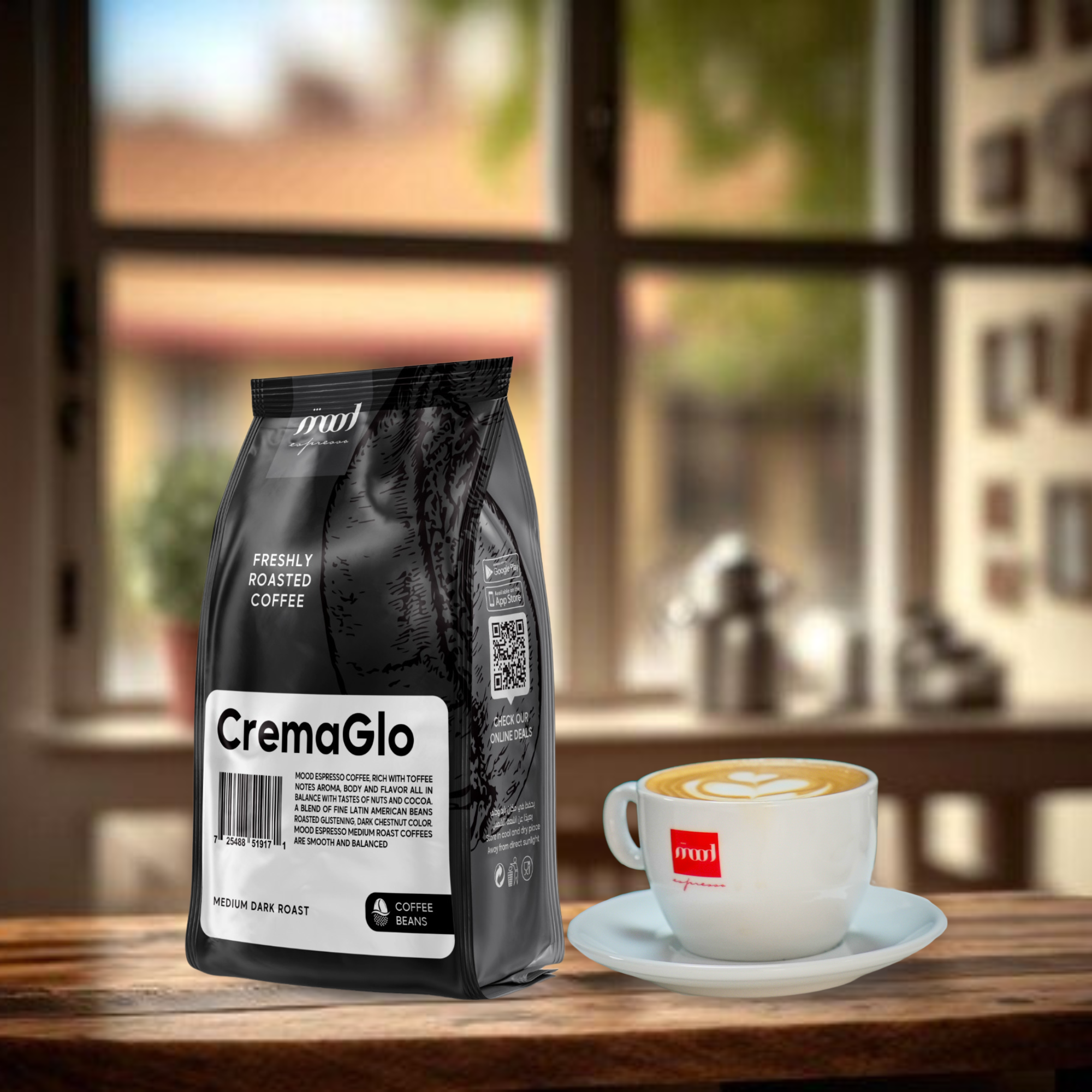 Mood Espresso Roasted Coffee Beans - CremaGlo 1000 g