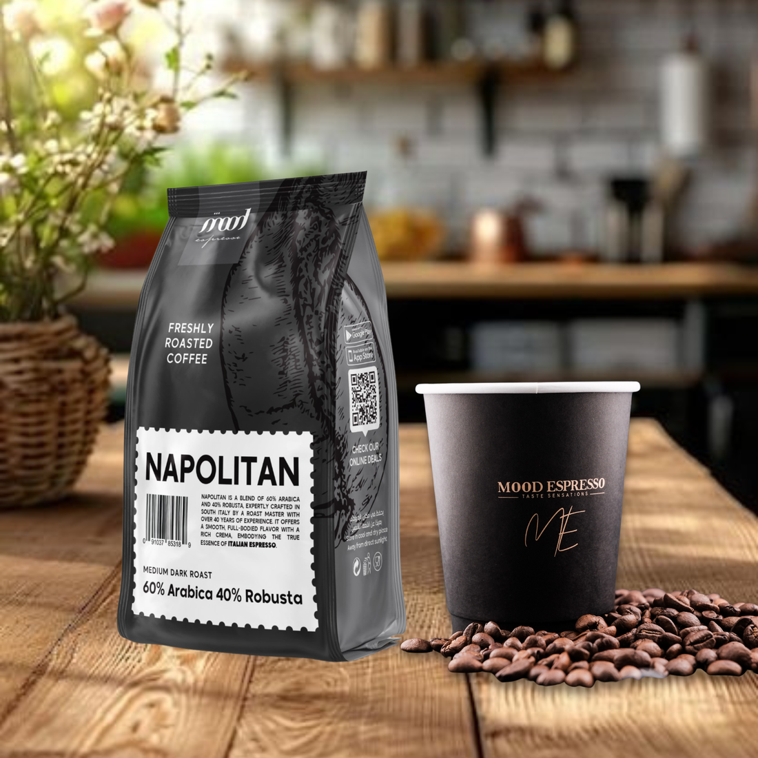 Mood Espresso Roasted Coffee Beans - Napolitan 1000 g