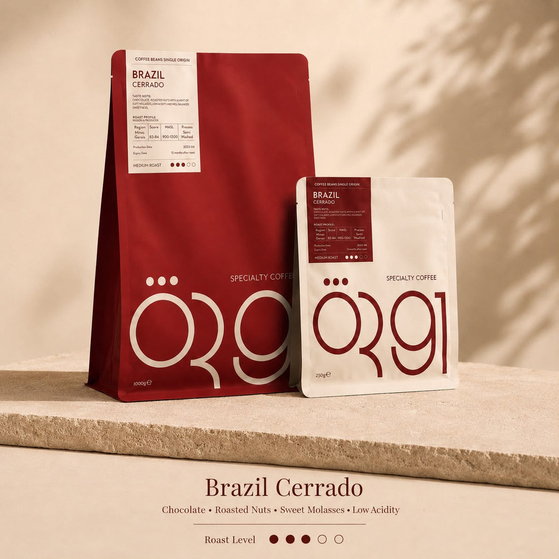 OR91 Brazil Cerrado Single Origin Coffee Beans – Medium Roast Espresso Coffee with Chocolate & Nut Notes