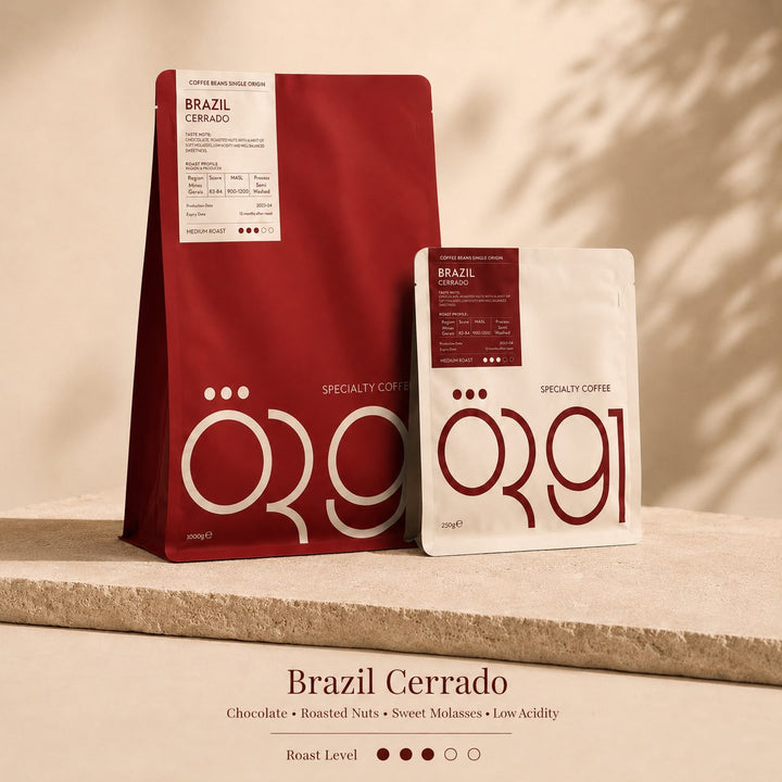OR91 Brazil Cerrado Single Origin Coffee Beans – Medium Roast Espresso Coffee with Chocolate & Nut Notes