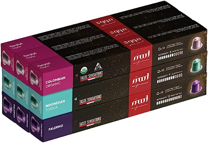 Mood Espresso - 90 Capsules 3 Flavors - Palermo, Indonesian Toraja, Colombian Organic