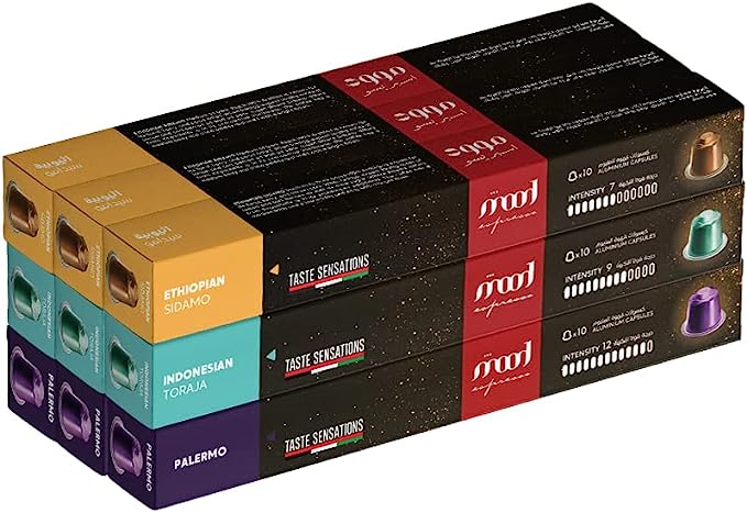 Mood Espresso - 90 Capsules 3 Flavors - Palermo, Indonesian Toraja, Ethiopian Sidamo