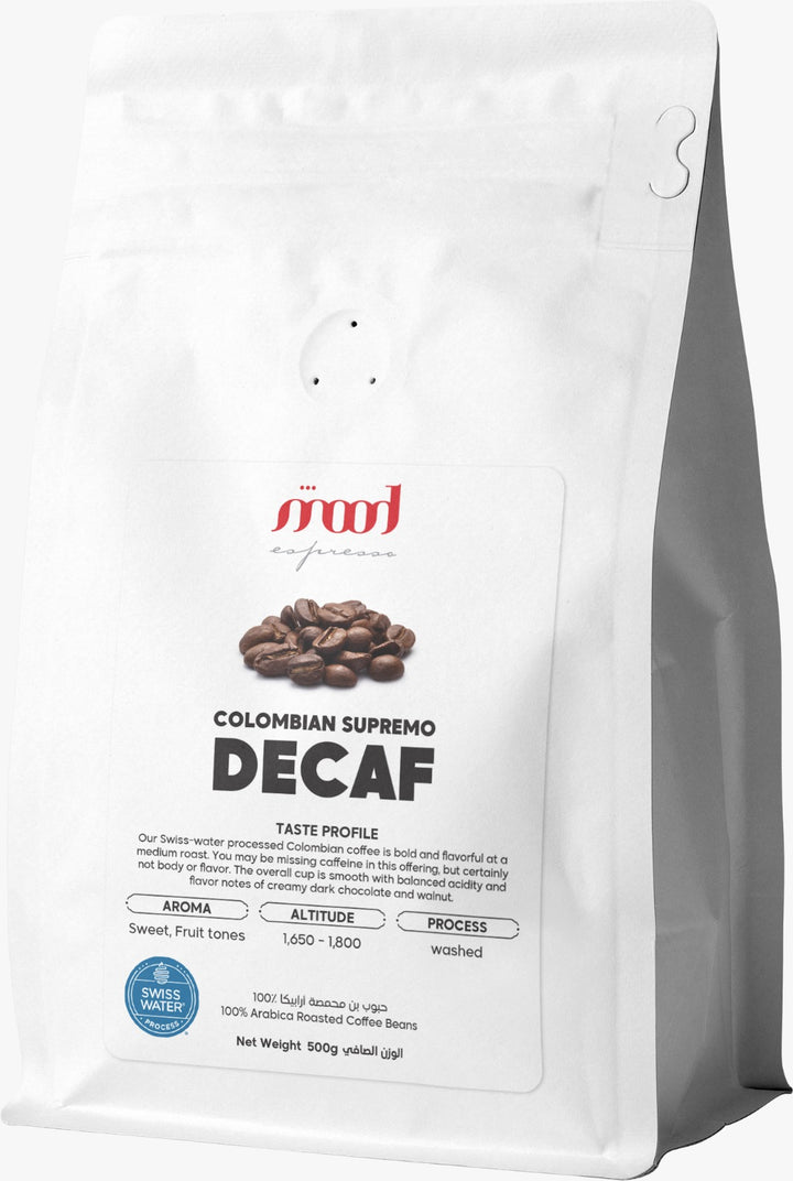 Mood Espresso Colombian Supremo Decaf Coffee Beans 500g | Swiss Water Process