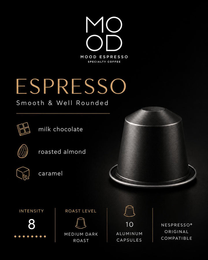 Espresso Aluminium Capsules, Square Pack, 10 Capsules, 55g, Intensity 8