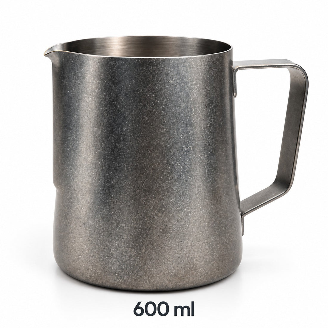 600 ml grey textured milk pitcher with handle and pouring spout