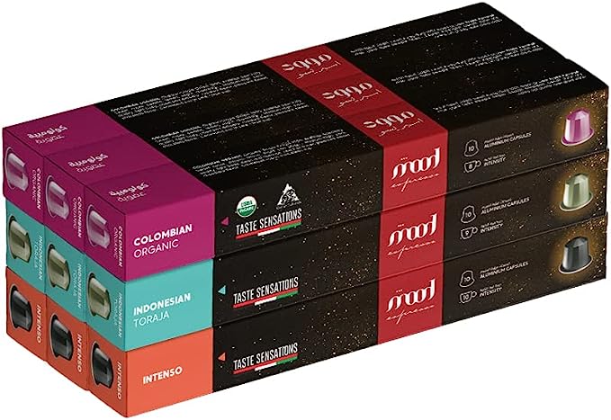 Mood Espresso - 90 Capsules 3 Flavors - Intenso, Indonesian Toraja, Organic Colombian