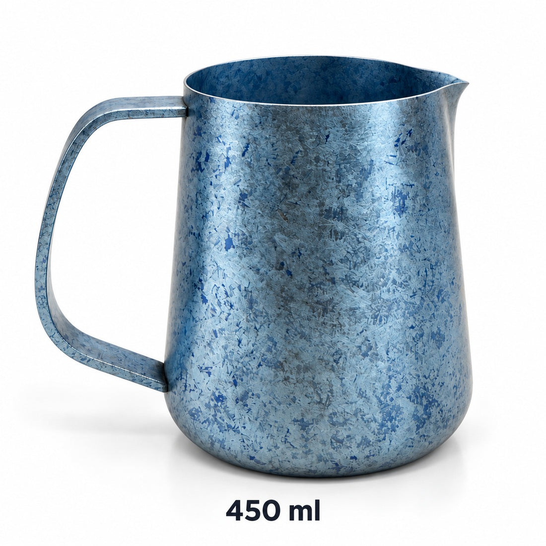 Blue 450 ml milk pitcher with textured finish