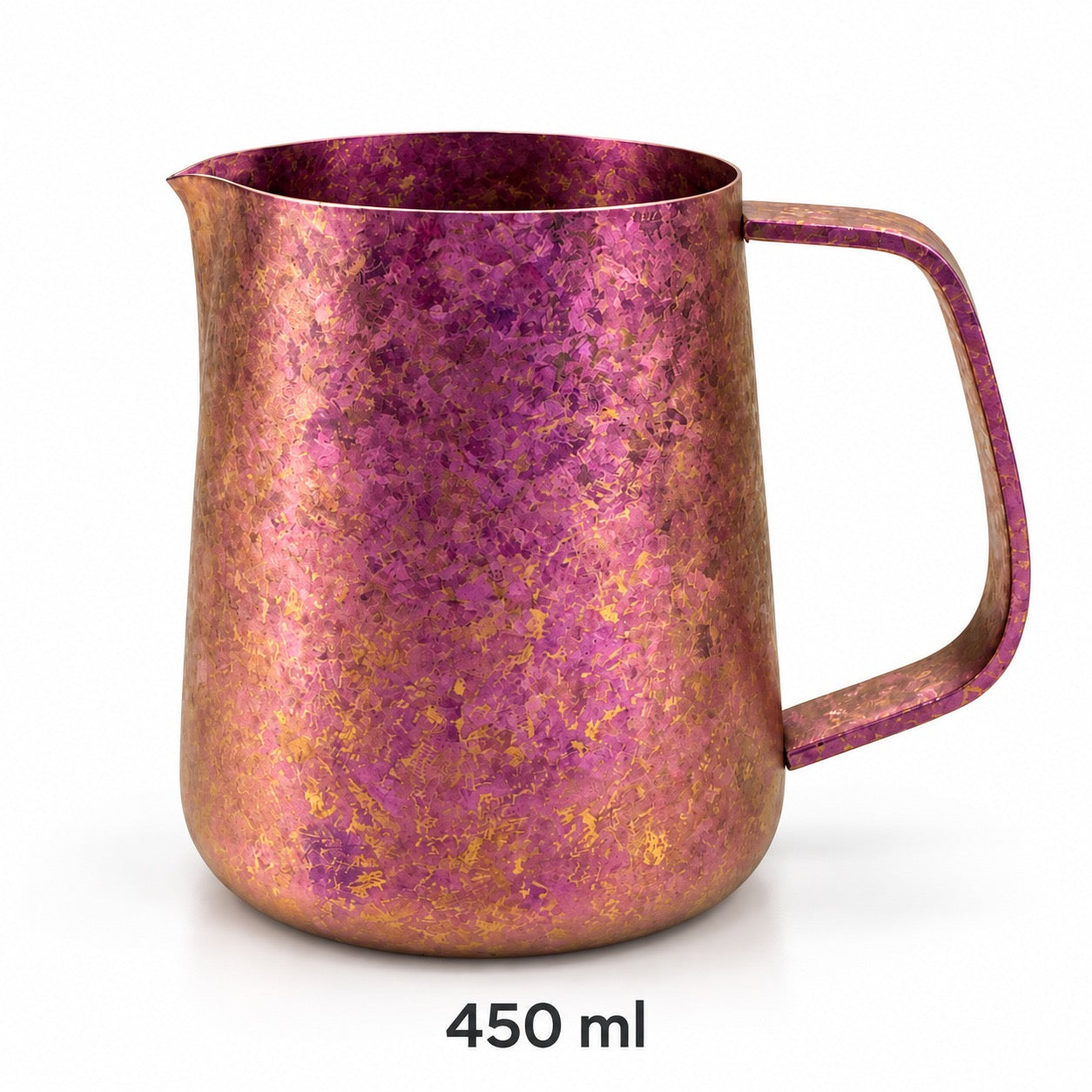 Pink 450 ml milk pitcher with textured finish