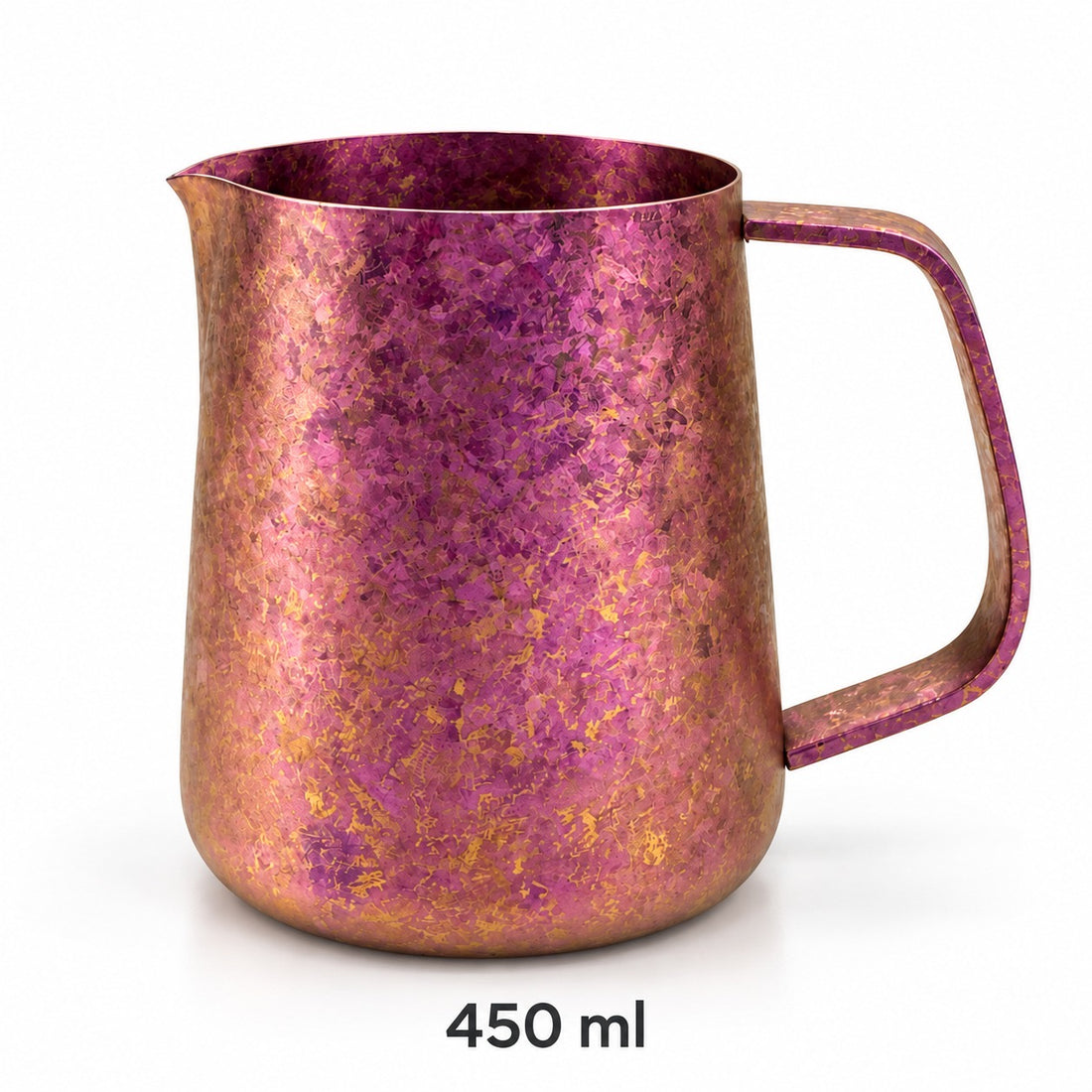 Pink 450 ml milk pitcher with textured finish