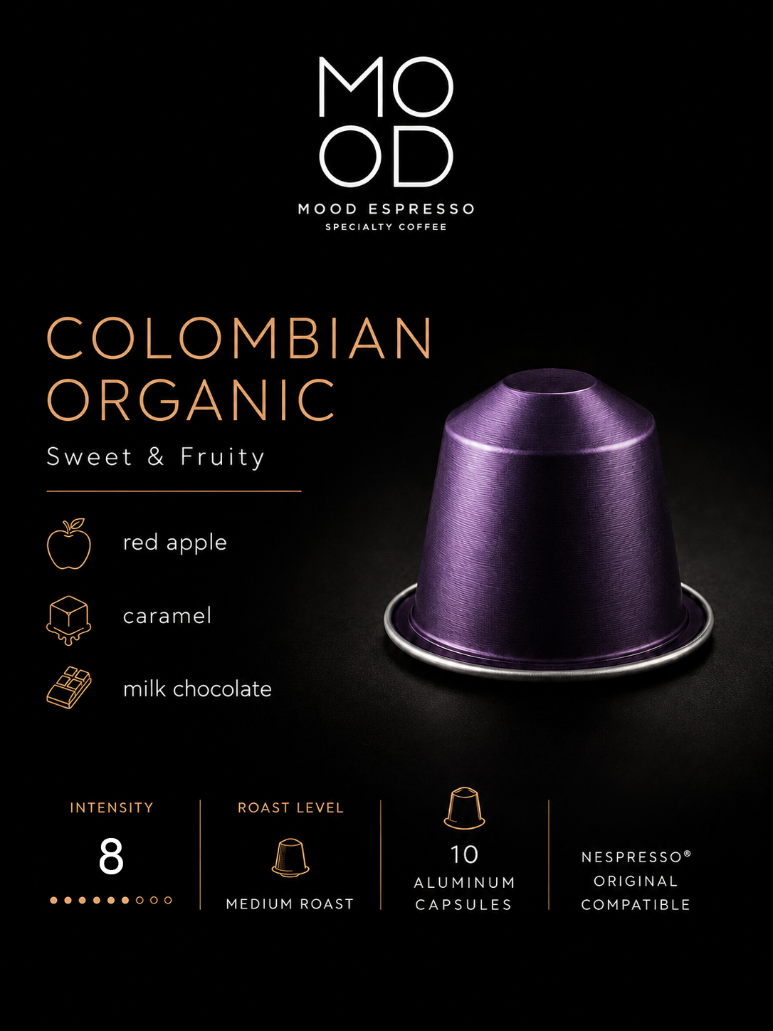 Pack of 9: Organic Colombian Aluminium Capsules, Sleeve Pack