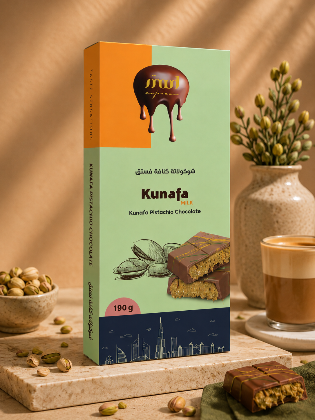 Kunafa Pistachio Milk Chocolate, 190 g