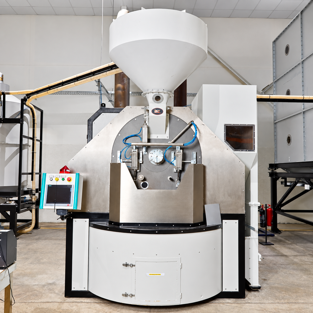 Coffee roasting equipment at Mood Espresso's manufacturing facility in Dubai