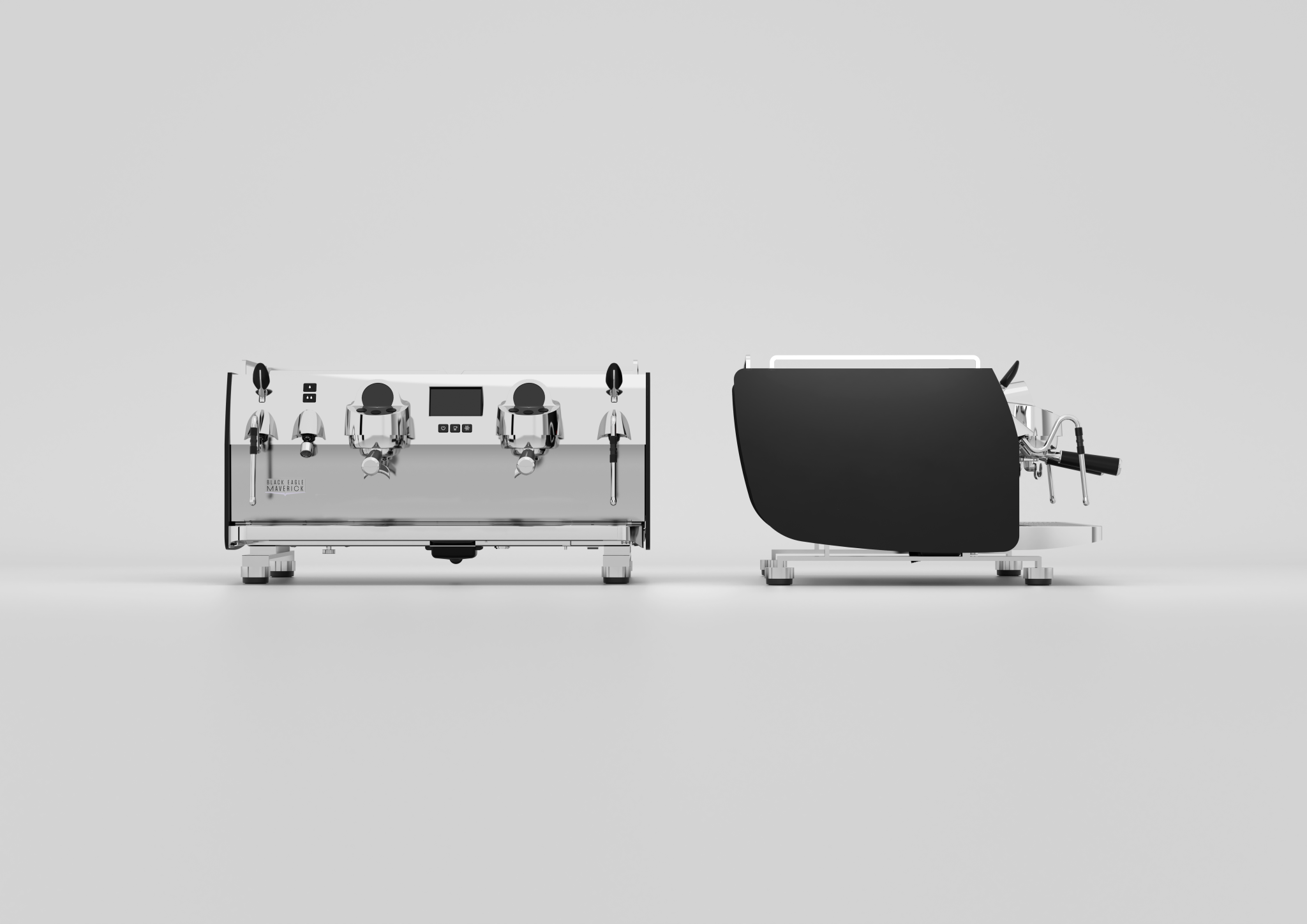 Victoria Arduino Black Eagle Maverick Core: Front and side views (manufacturer composite) · Black