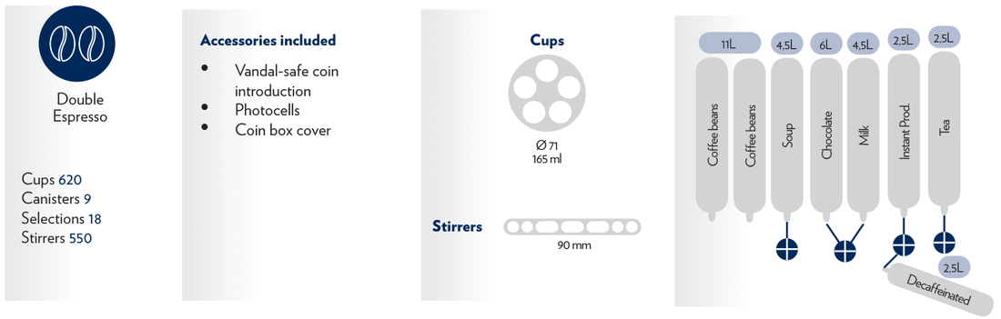NECTA Barista 600 9A1367 - 9 canisters - 2ES9 double espresso