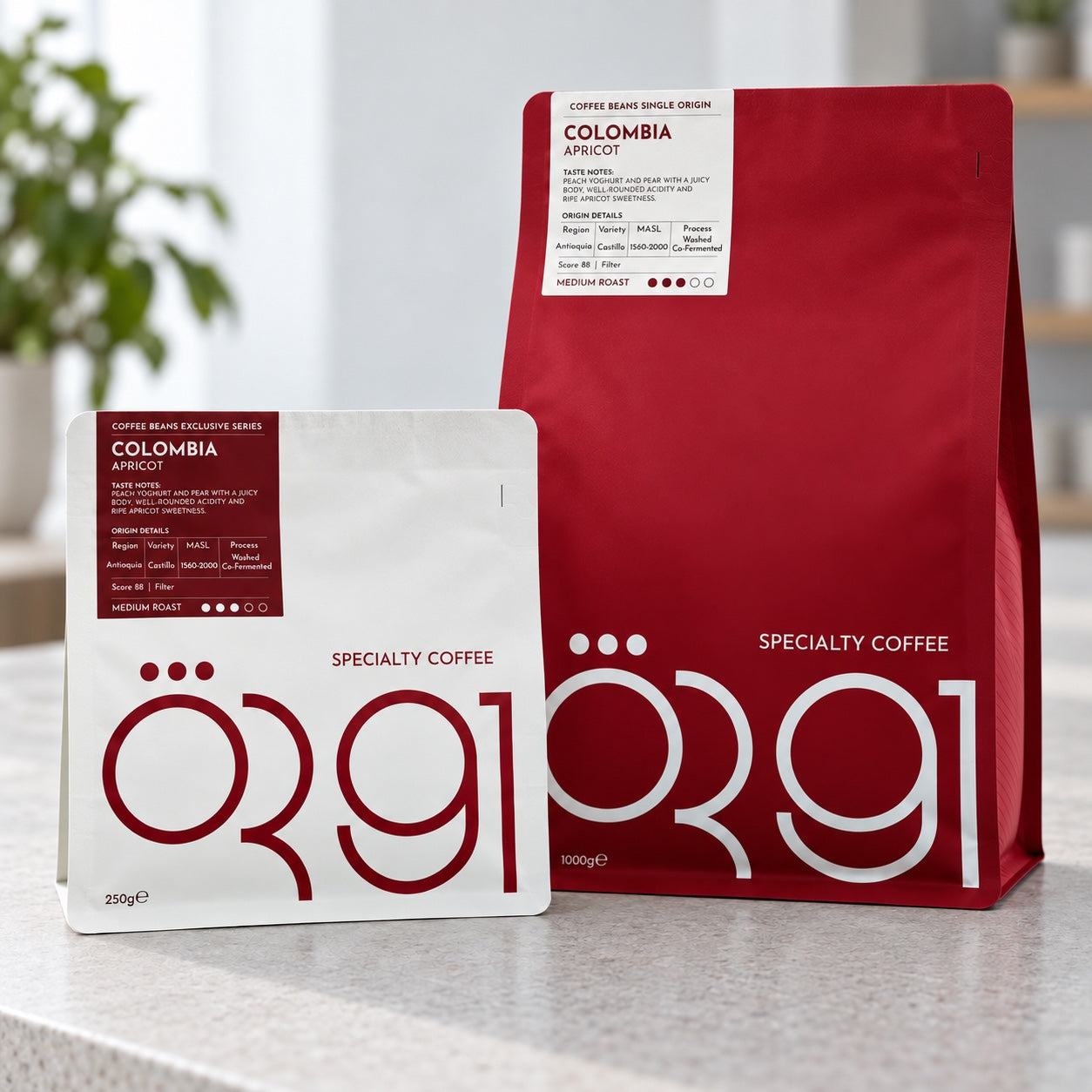 OR91 colombia apricot specialty coffee packaging