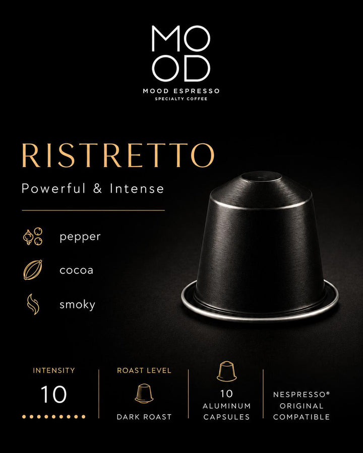 Ristretto Aluminium Capsules, Square Pack, 10 Capsules, 55g, Intensity 10