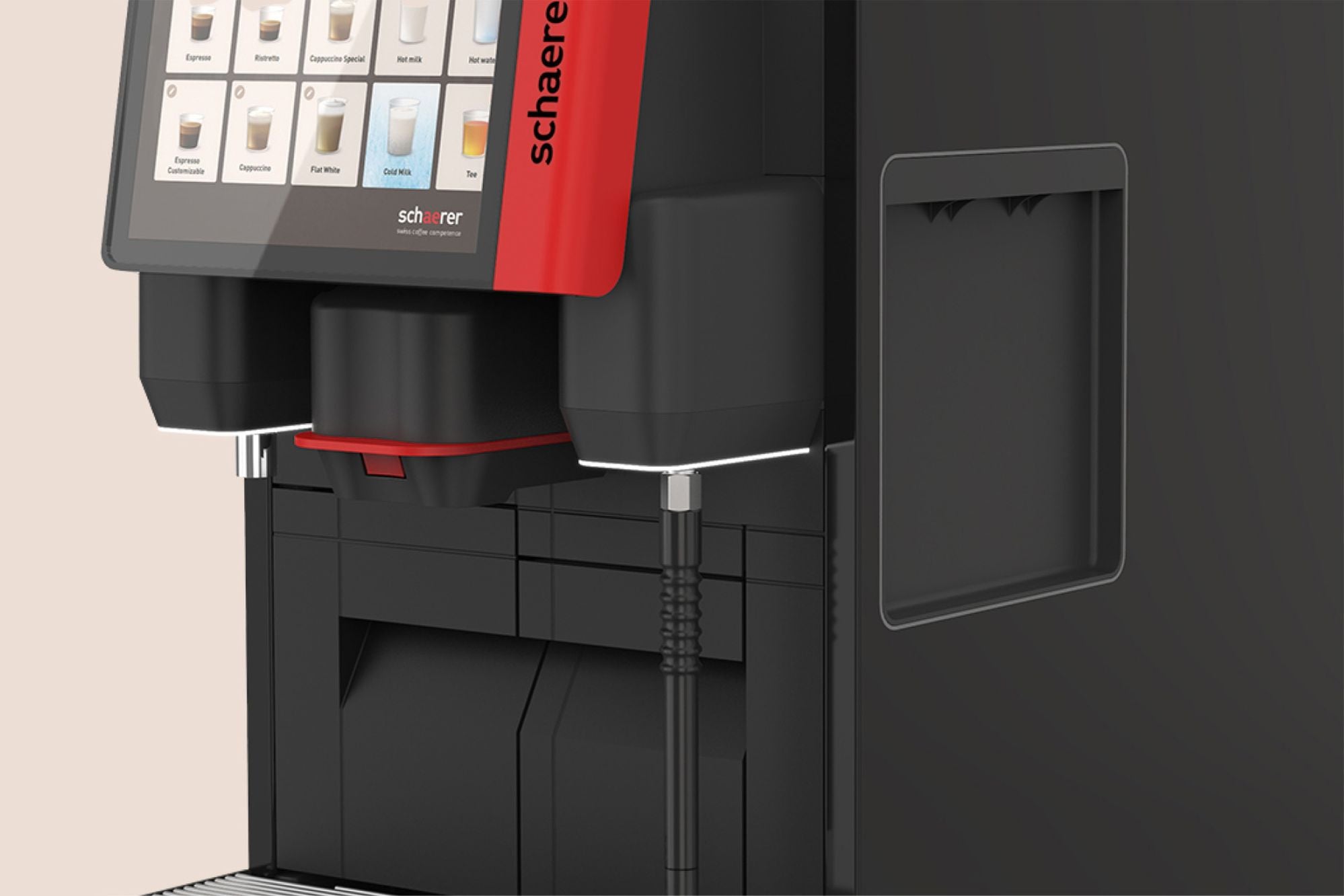 Schaerer Coffee Skye side opening for milk cooler connection