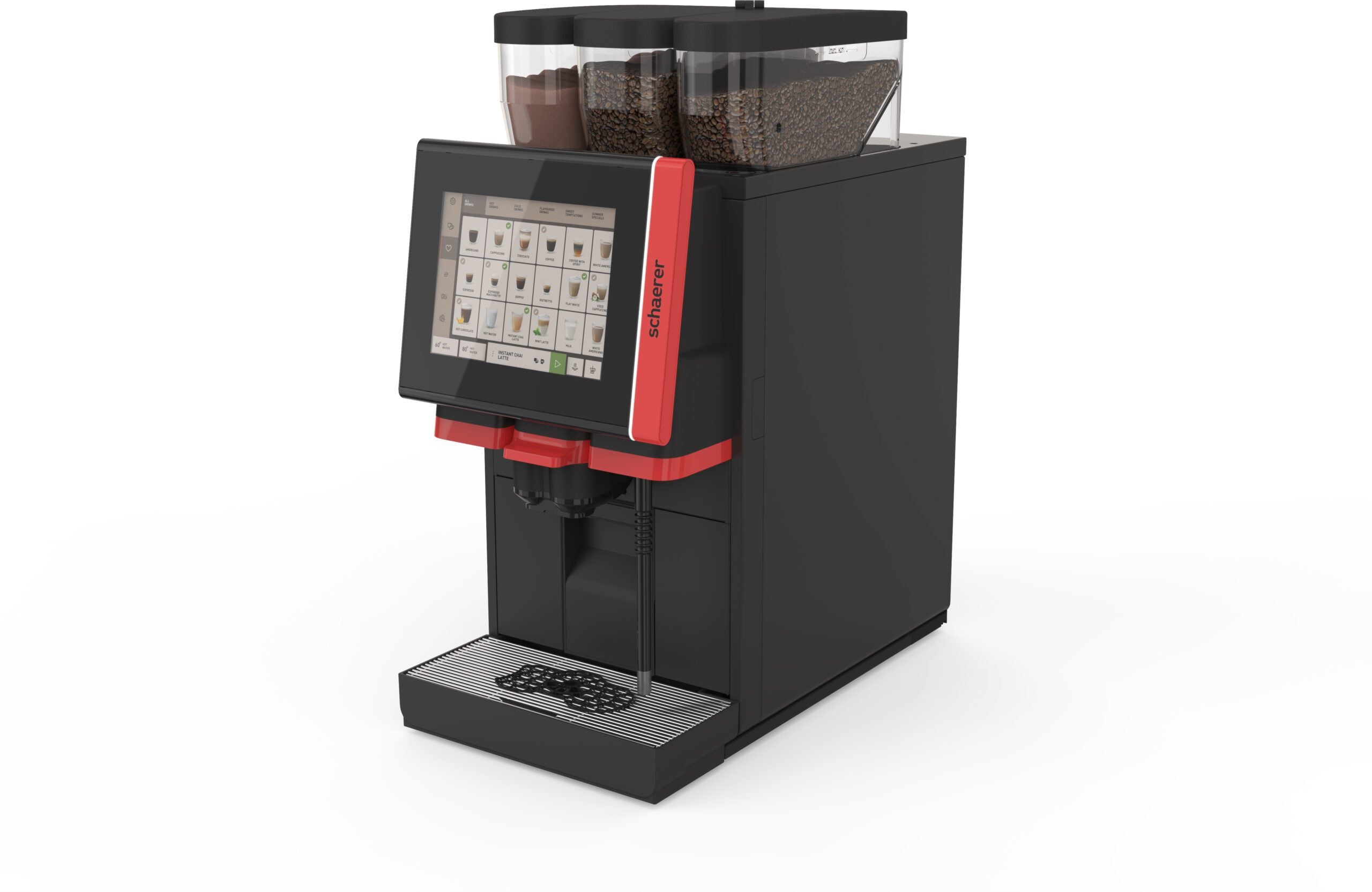 Schaerer Coffee Soul 10 right side view; illustrative red trim