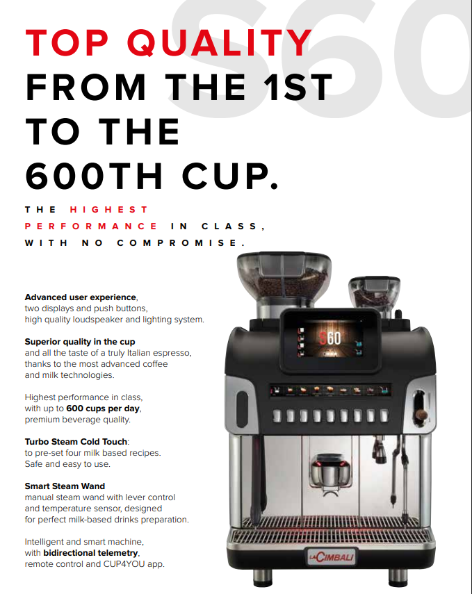 ماكينة صنع القهوة الأوتوماتيكية بالكامل LaCimbali S60 HQM