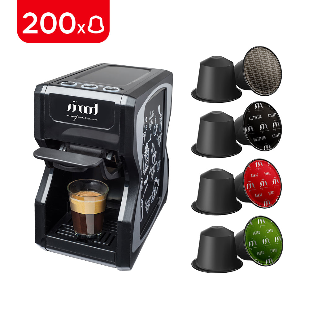 Mega Bundle - Compact Espresso Machine + 200 Nespresso Capsules