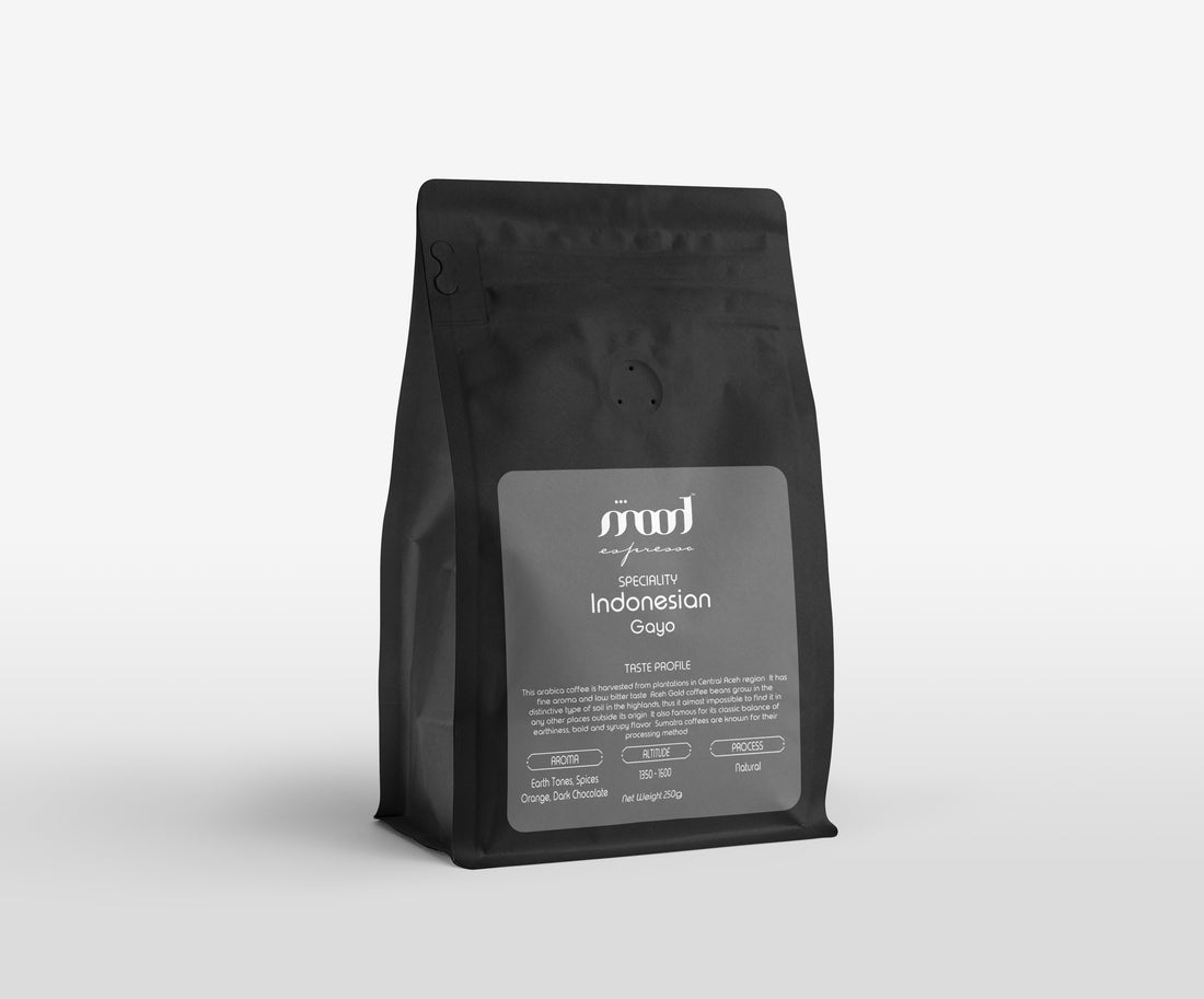 indonesian gayo 250 gms bag with white backgorund