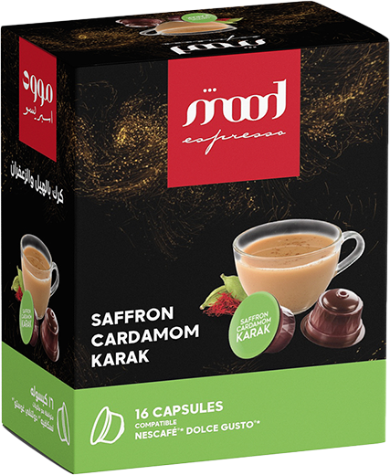 saffron cardamom karak tea-nescafe dolce gusto compactable capsules box-mood espresso -16 capsule box